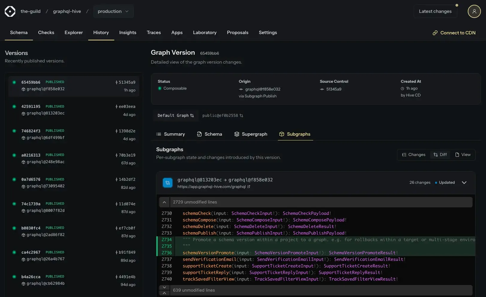 New Schema Version History View